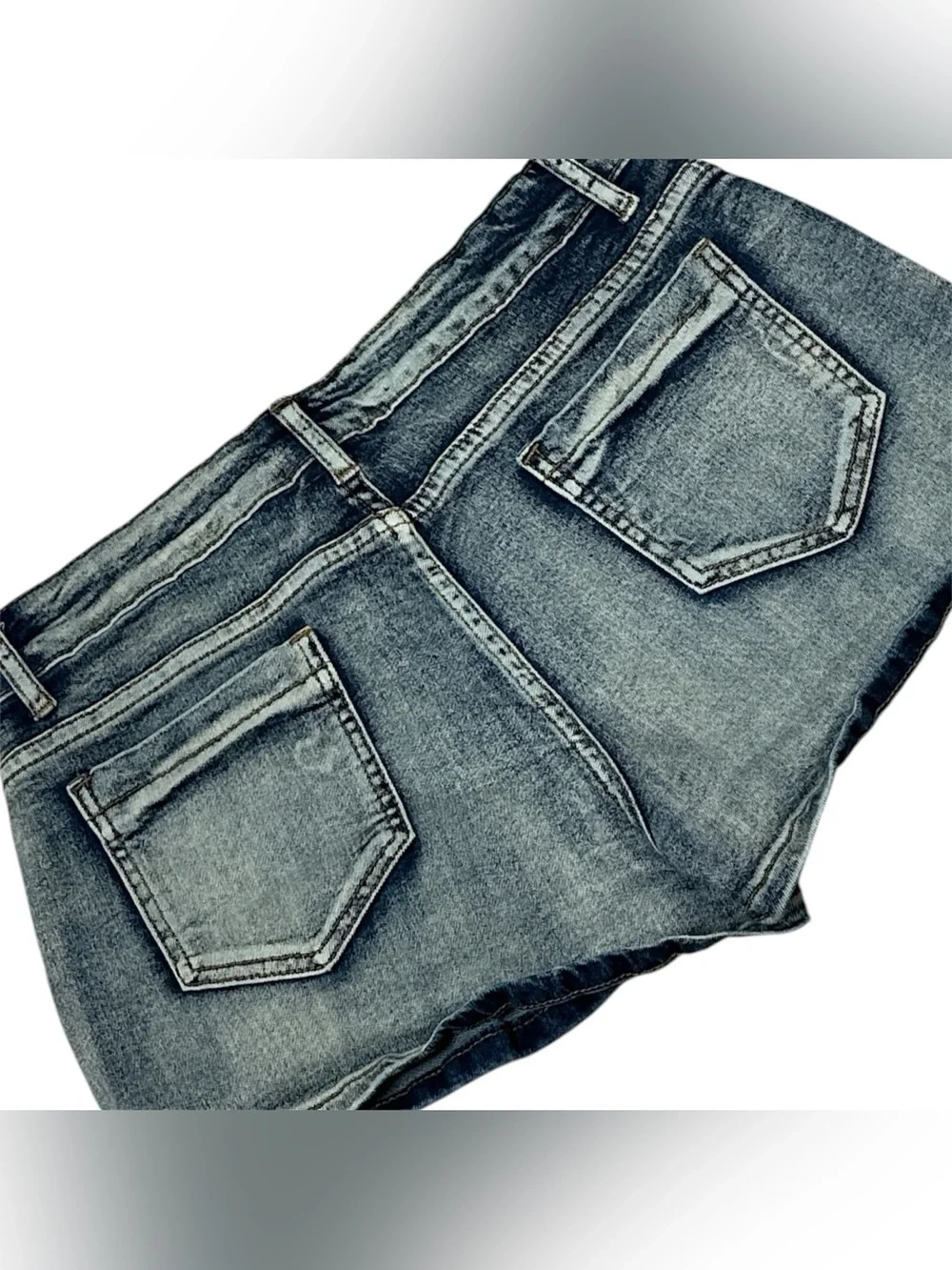 Skirt Low Rise Mini Bodycon Cargo Denim Jean Skirt with Pocket Sz L - Picture 6 of 12
